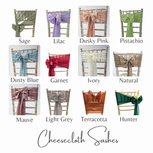 Cheesecloth chair cover bow - cheesecloth,